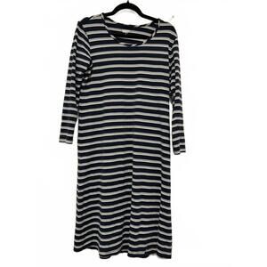 Land's End women's nautical coastal striped long sleeve  shirt dress sz M #1591